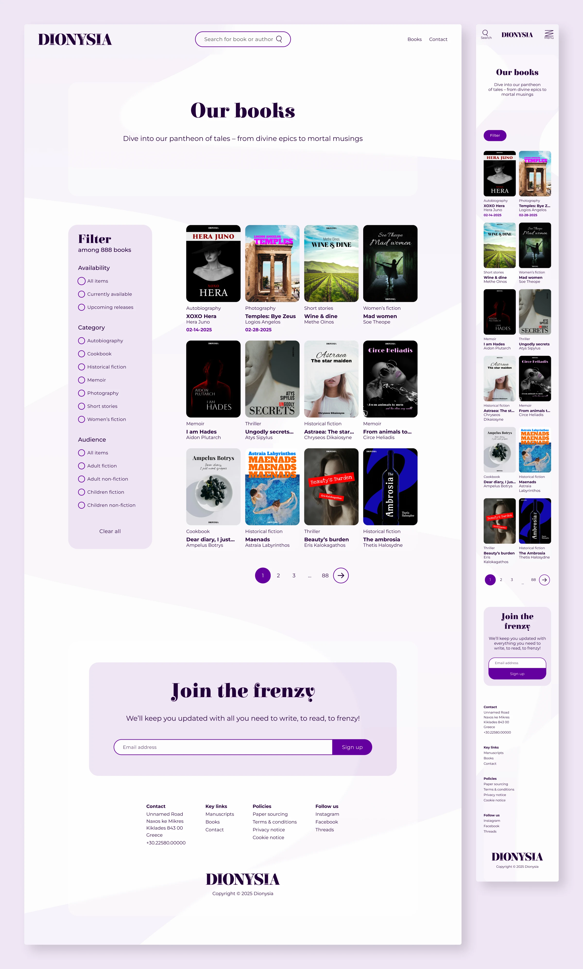 Dionysia book catalog design