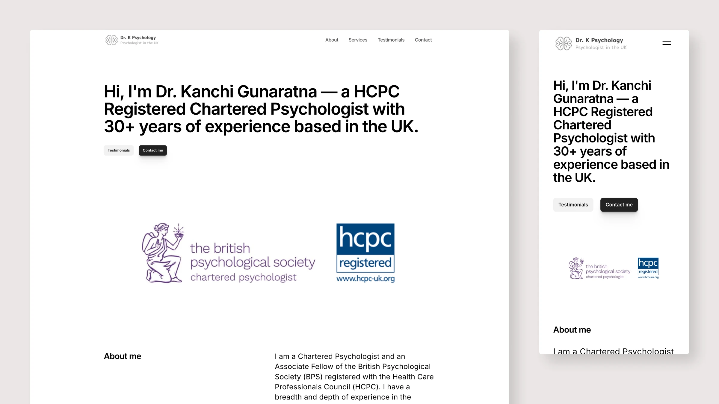 Dr. K Psychology hero section