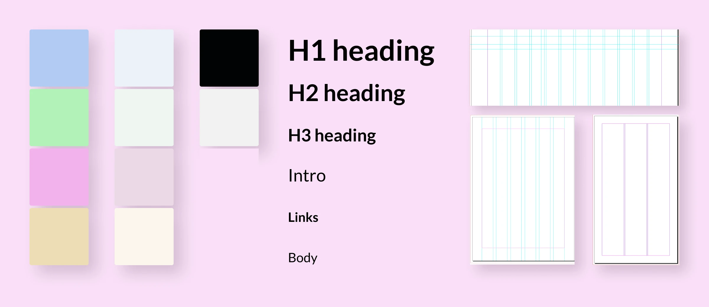 Color scale, typography, and grid system